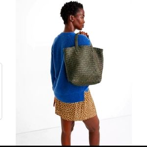 Madewell The Medium Transport tote green woven leather